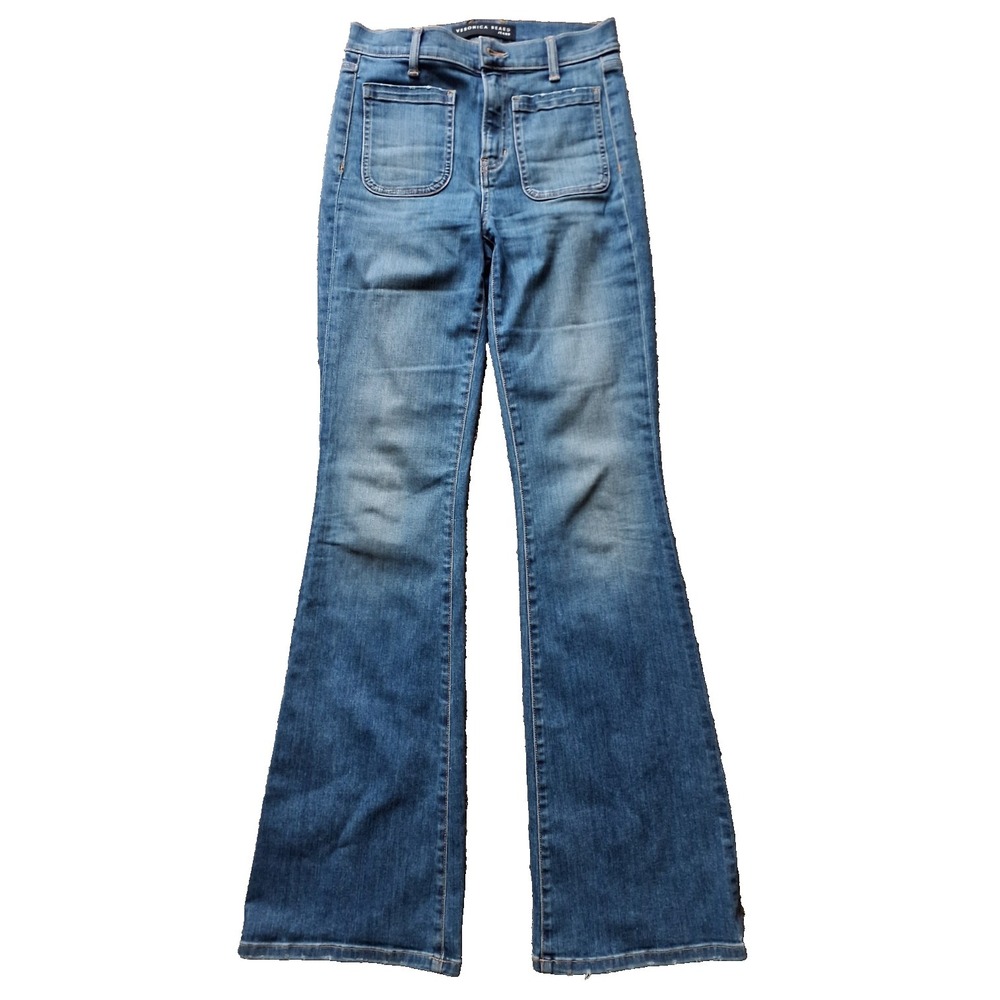 Veronica Beard Size 2 Florence Flare High Rise Jeans Women's Blue Stretch Denim